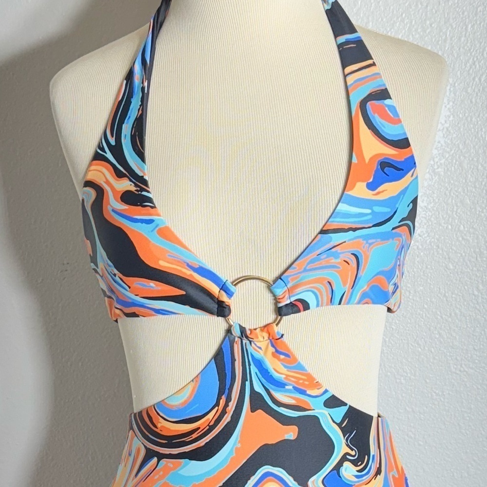 White Fox Boutique Like No Other Mini Dress size small orange/blue/black - Picture 5 of 14